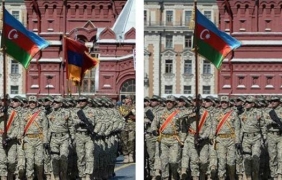 Азербайджан изтри знамето на Армения от снимка от парада на Червения площад